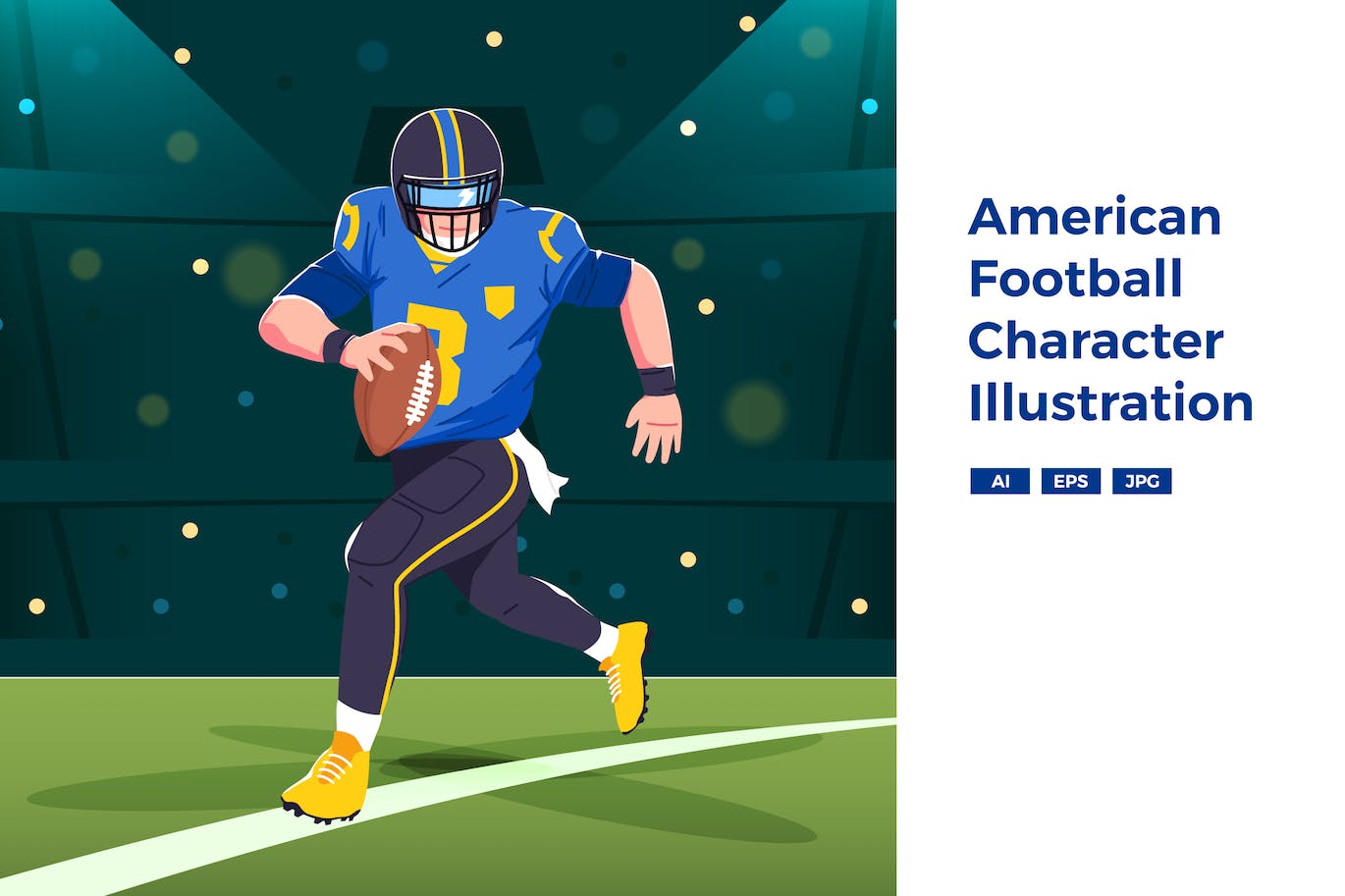 美式足球人物插画 American Football Character Illustration 图片素材 sucaiwan.com
