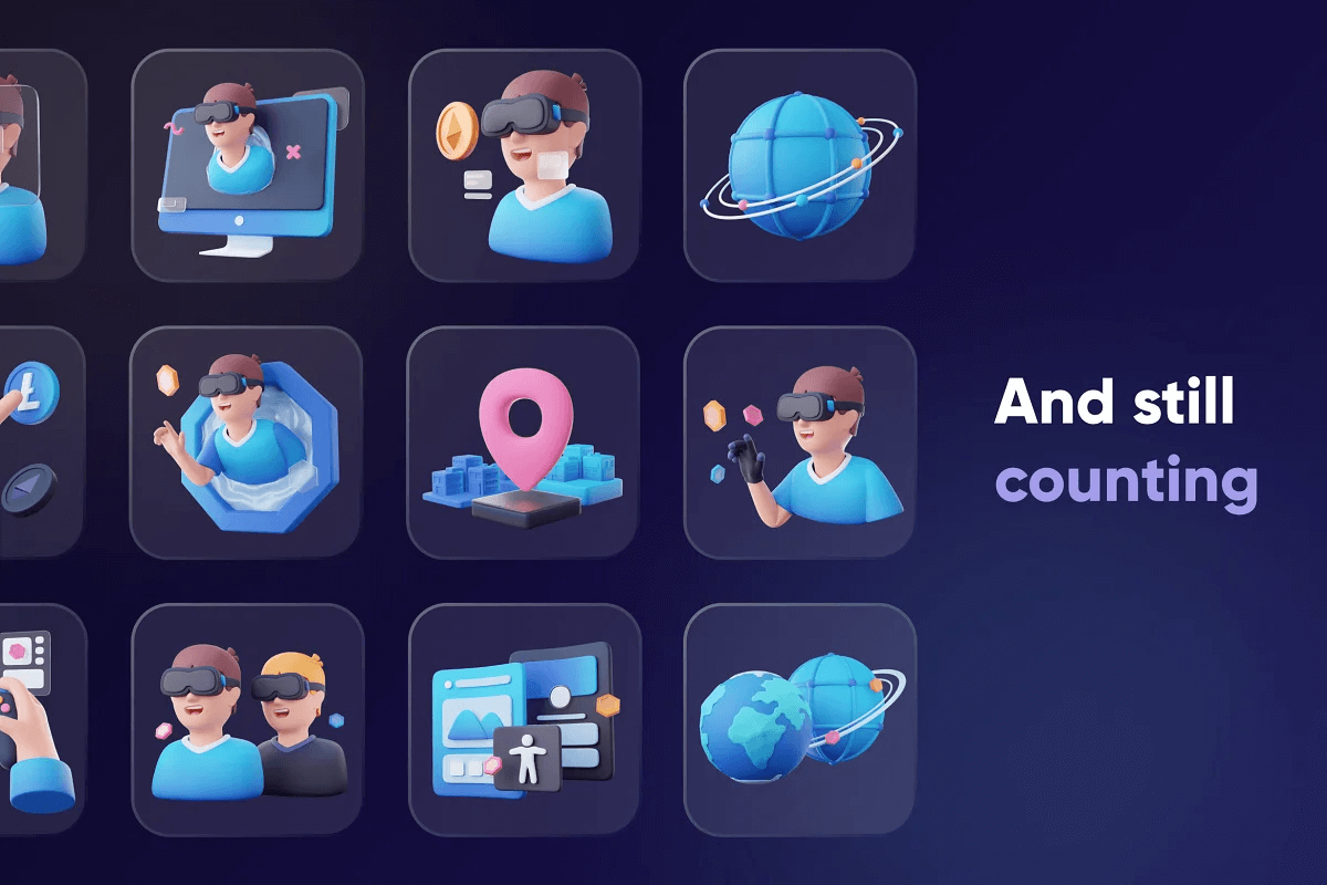 元宇宙数字虚拟技术区块链主题3D插画素材合辑 Metaversy – Metaverse 3D Icon Set 图标素材 sucaiwan.com
