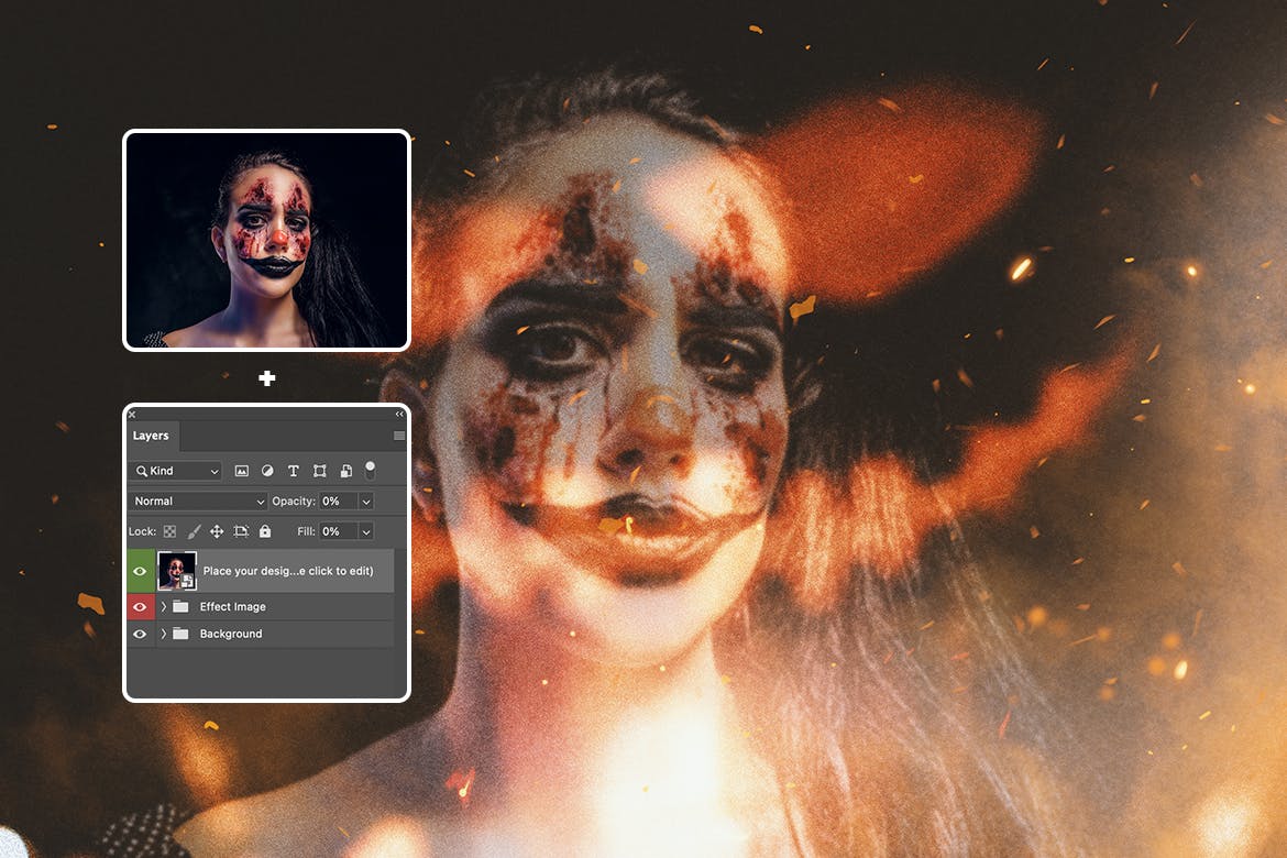 恐怖夜景倒影照片效果ps图层样式 Horror Night Reflection photo effect 插件预设 sucaiwan.com