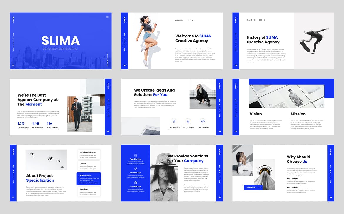 创意机构Powerpoint模板下载 SLIMA – Creative Agency Powerpoint Template 幻灯图表 sucaiwan.com
