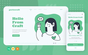 打招呼概念引导页插画模板 Hello Web Onboarding Illustration