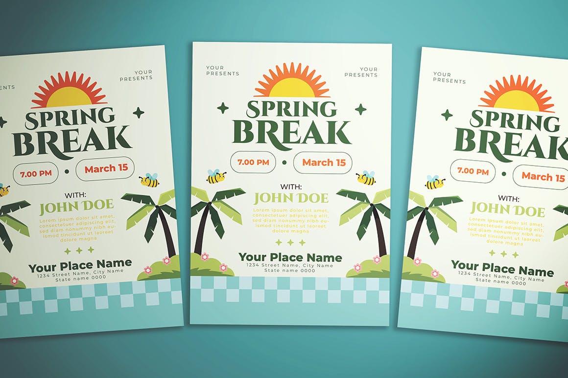 春天假期海报设计模板 Spring Break Flyer 设计素材 sucaiwan.com