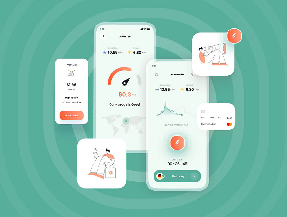 VPN移动应用程序UI套件 APP UI sucaiwan.com
