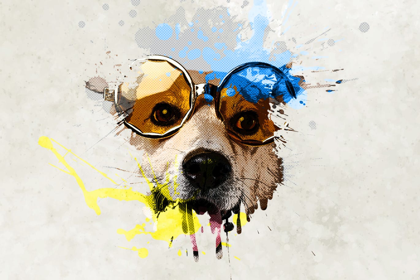 半色调泼墨效果PS动作 Halftone Paint Splash Photoshop Action 插件预设 sucaiwan.com