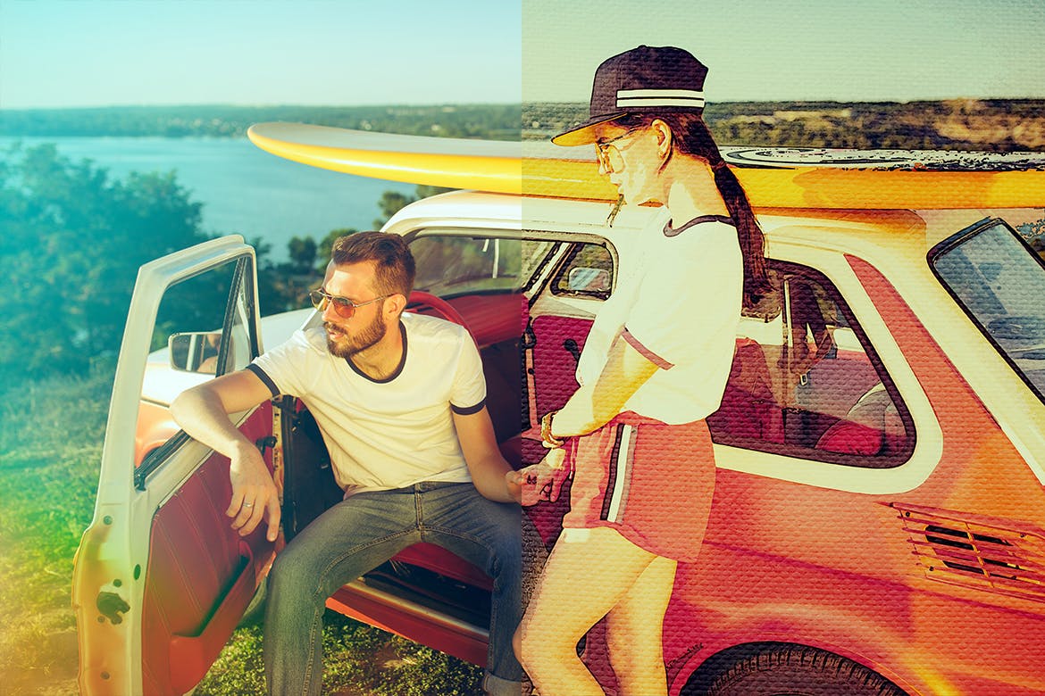 复古水彩作品效果照片处理PS动作 Vintage Watercolor PTS Action 插件预设 sucaiwan.com