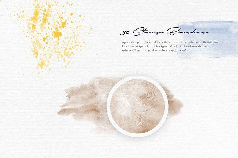 Procreate晕染水彩笔刷套装 笔刷资源 sucaiwan.com