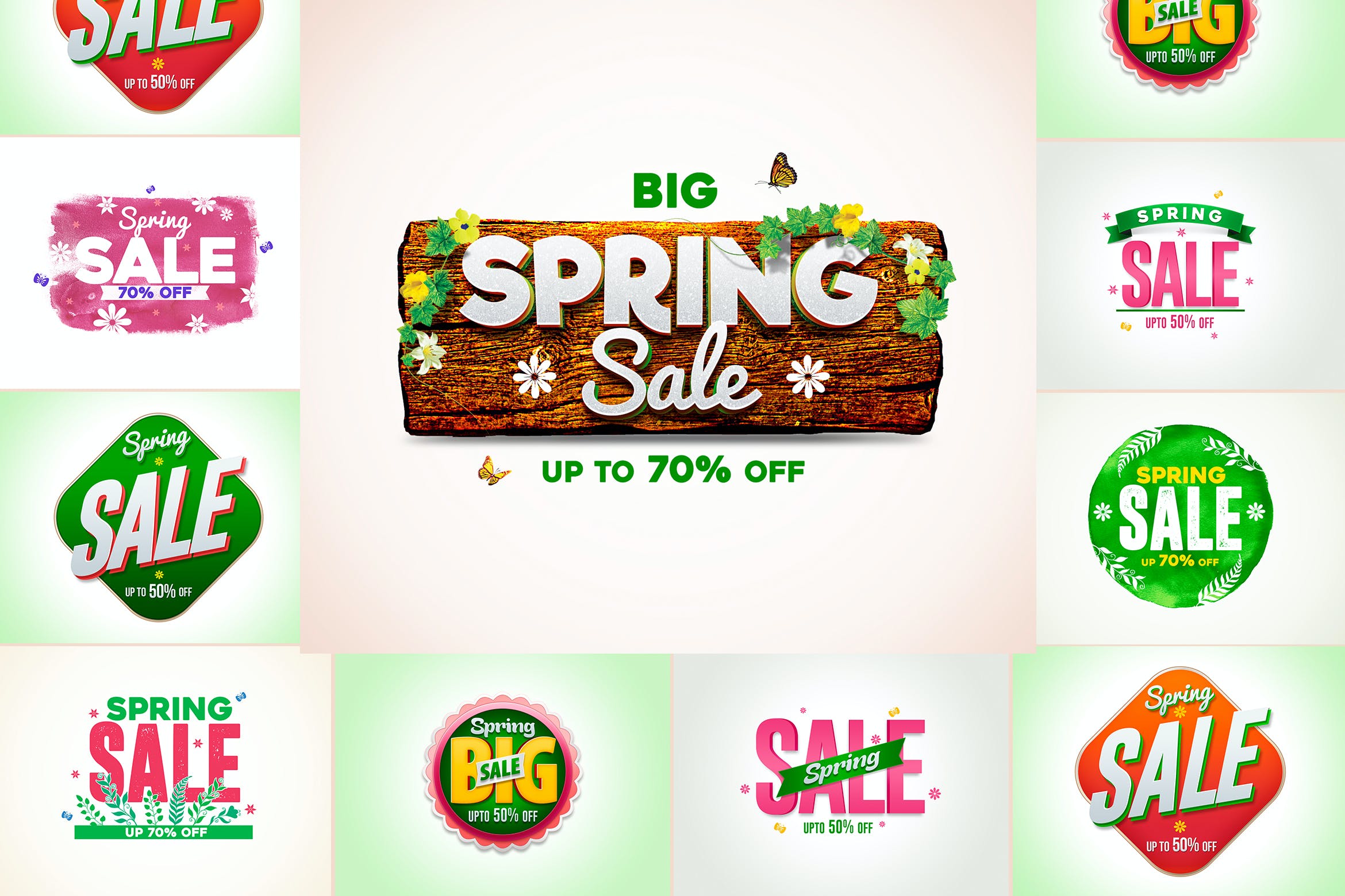 春季促销Banner徽章psd模板 Spring Sale Banners 设计素材 sucaiwan.com