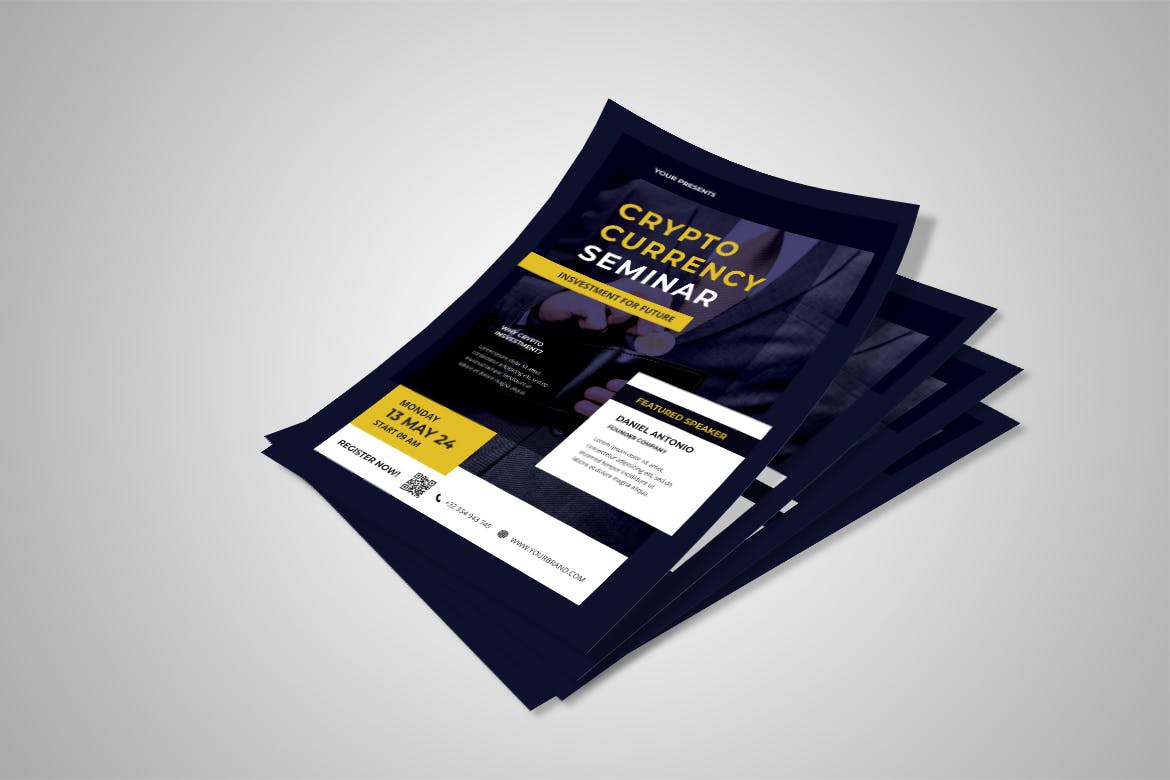 加密金融投资海报模板 Crypto Flyer 设计素材 sucaiwan.com