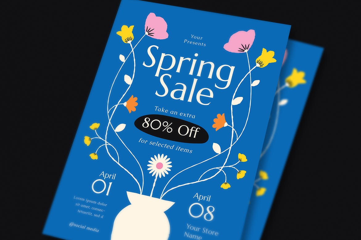 春季促销活动宣传单模板下载 Spring Sale Event Flyer Set 设计素材 sucaiwan.com