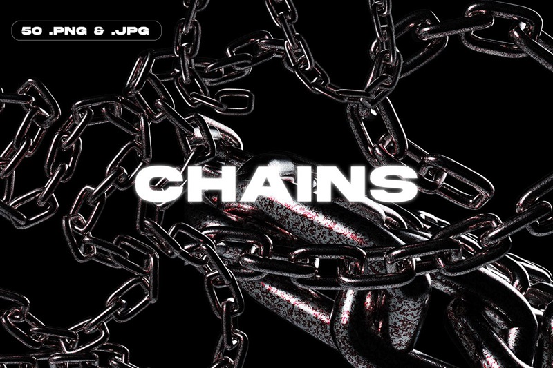 潮流未来派酸性野蛮艺术带血迹的链条PNG装饰素材合辑 CHAINS – TEXTURES AND PNG 图片素材 sucaiwan.com