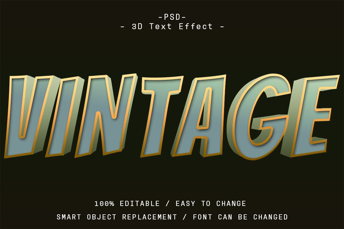 复古3D图层样式文字效果 6 Psd Vintage 3d Text Effect 插件预设 sucaiwan.com