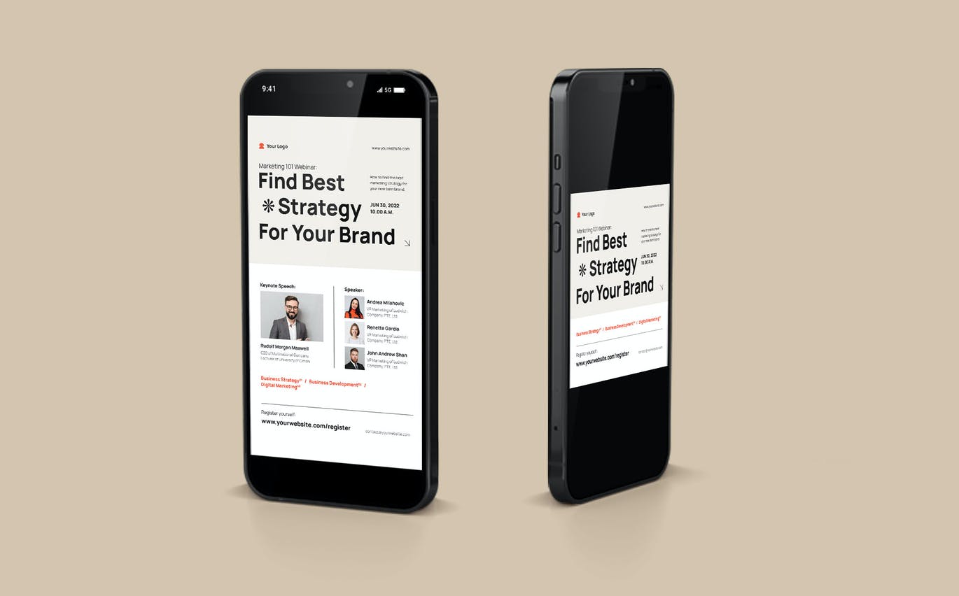 现代瑞士风格网络研讨会传单模板 Webinar Flyer Template – Modern Swiss Style 设计素材 sucaiwan.com