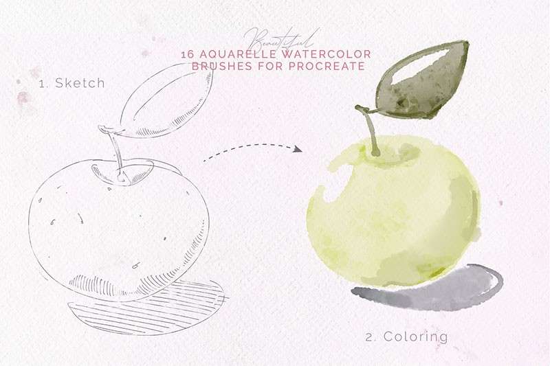 16个水彩笔效果Procreate笔刷 笔刷资源 sucaiwan.com