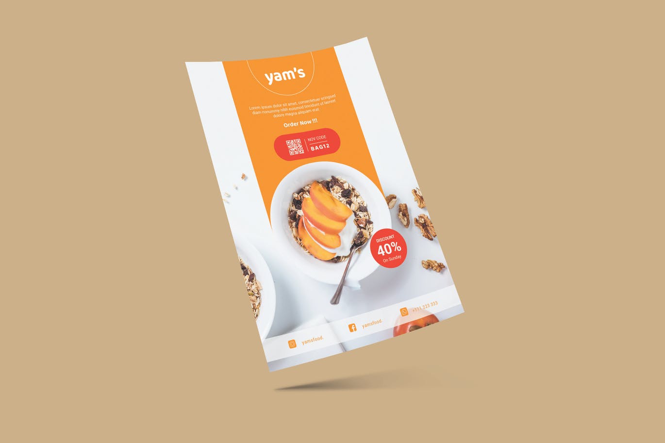 极简主义健康食品宣传单设计 Healthy Food – Flyer Template Design 设计素材 sucaiwan.com
