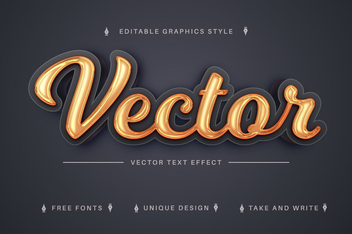 可编辑的3D金色液体文字效果 Good 3D- Editable Text Effect, Font Style 插件预设 sucaiwan.com