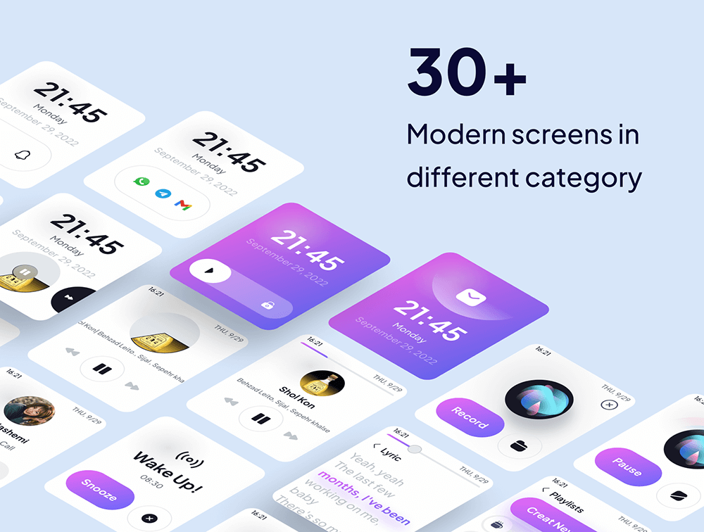 现代和简约风格的高级Apple Watch UI套件 APP UI sucaiwan.com