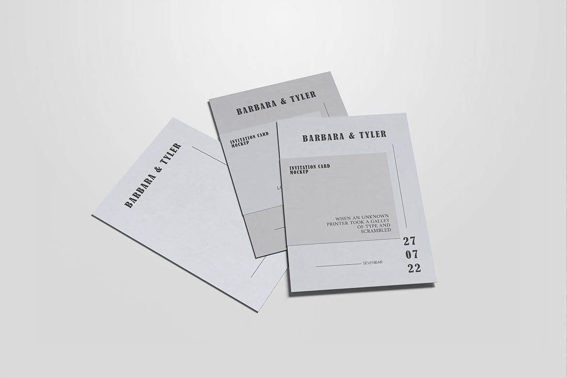 极简邀请函/卡设计样机 Minimalist Invitation Card Mockup 样机素材 sucaiwan.com