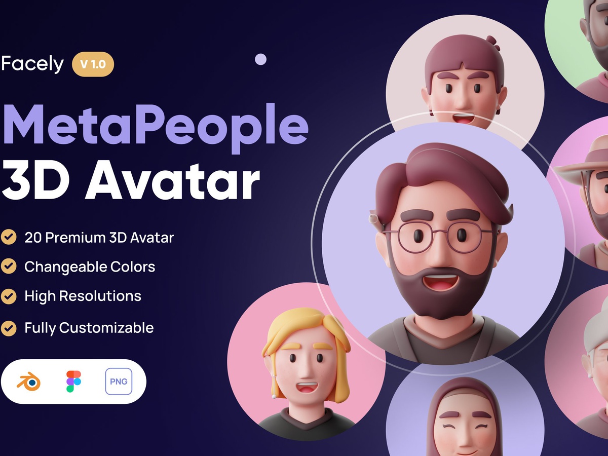 高质量三维渲染元宇宙3D创意人物头像素材合集包 Facely – MetaPeople 3D Avatar 图标素材 第1张-素材湾丨精选海外优质设计素材资源 高质量三维渲染元宇宙3D创意人物头像素材合集包 Facely – MetaPeople 3D Avatar 图标素材 sucaiwan.com