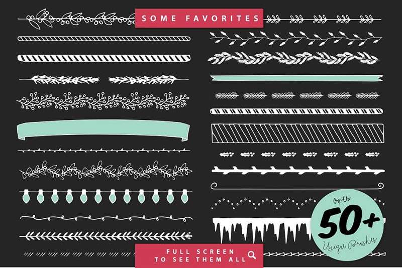 50+圣诞元素装饰AI笔刷 笔刷资源 sucaiwan.com