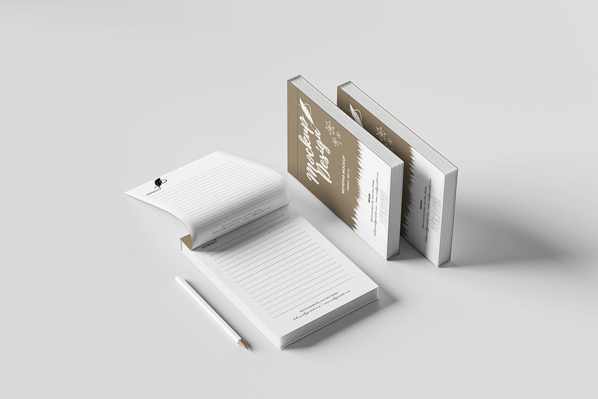 A6尺寸记事本开页效果图样机 Notepad A6 Open Mockup 样机素材 sucaiwan.com