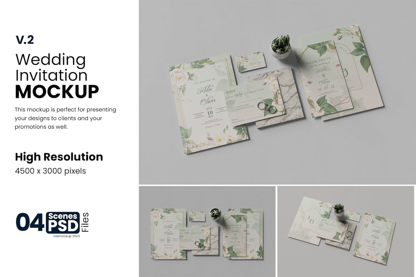 婚礼请柬套装设计样机模板v2 Wedding Invitation Mockup V.2 样机素材 sucaiwan.com