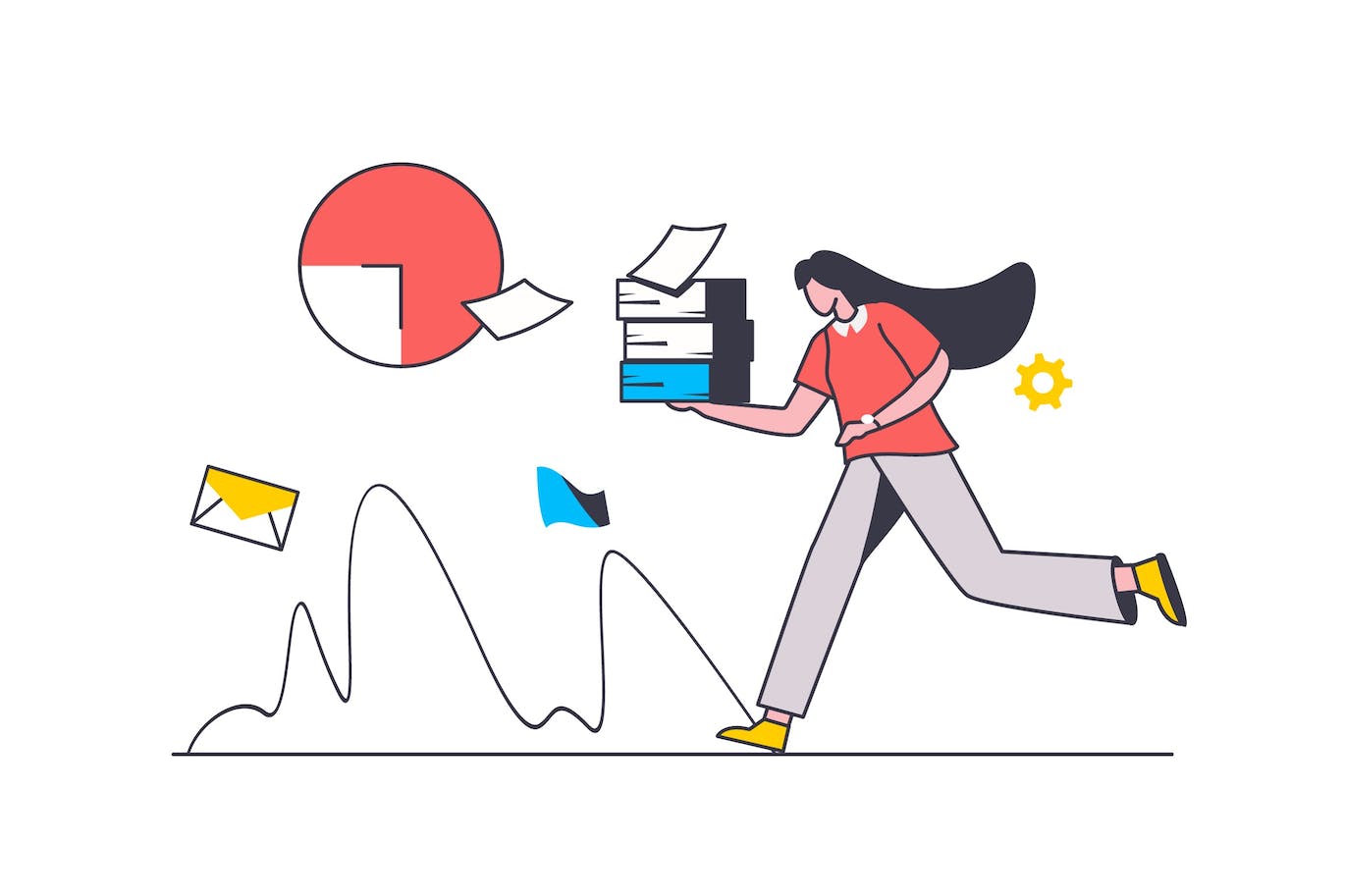 截止日期概念扁平线条插画 Deadline Flat Line Concept 图片素材 sucaiwan.com