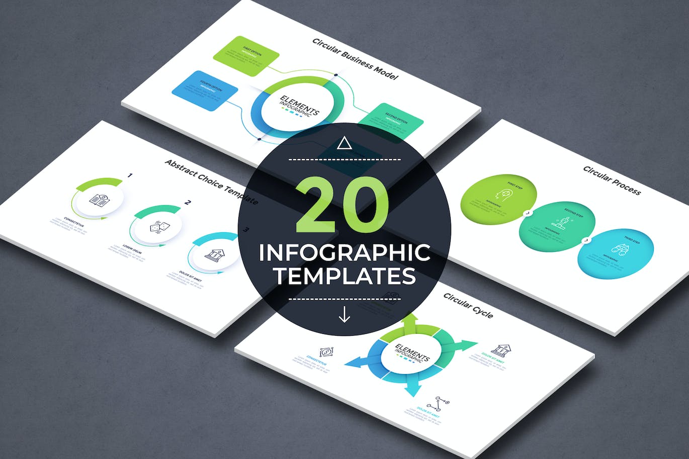彩色纸张风格现代信息图表模板v12 20 Infographic Template v.12 幻灯图表 sucaiwan.com