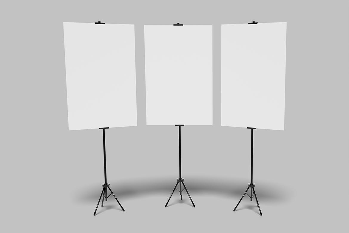 三脚架广告印刷海报展示样机 Stand Banner Mockup 样机素材 sucaiwan.com