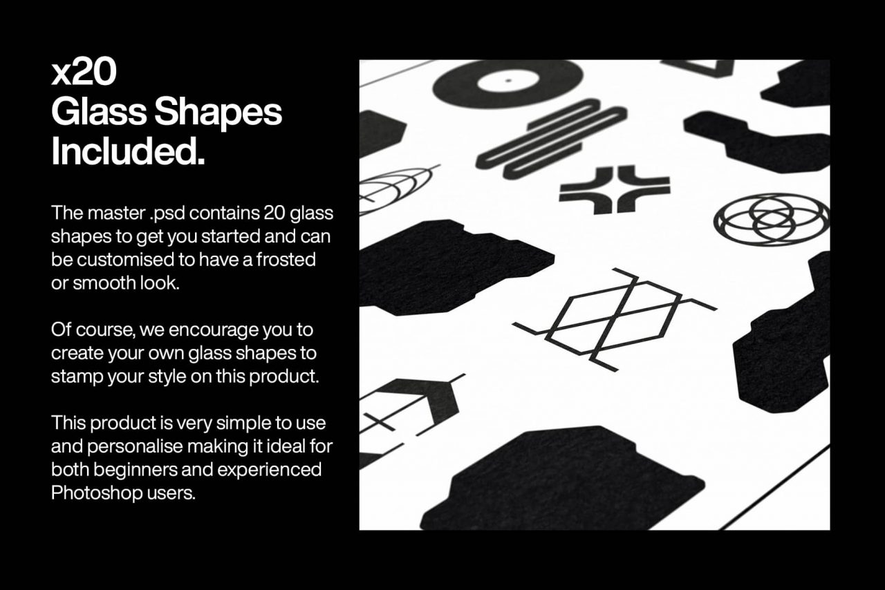 20种潮流玻璃形状磨砂自定义PSD图形包 Glass Shapes 图片素材 sucaiwan.com