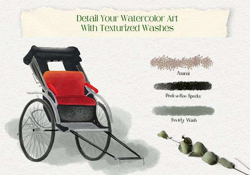 日式水彩画Procreate笔刷 笔刷资源 sucaiwan.com