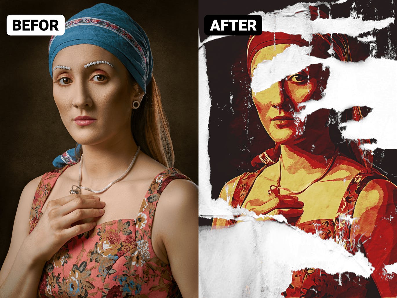 剪纸复古海报特效ps动作 Paper Cutout Retro Poster 插件预设 sucaiwan.com