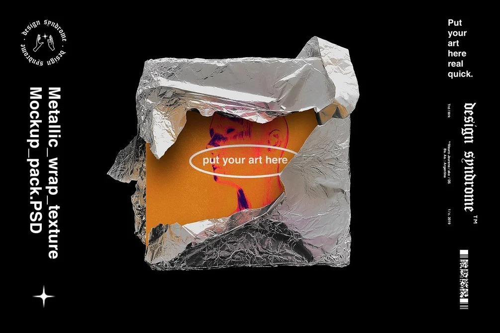 10种模拟纹理反光金属包装PSD样机包 Design Syndrome – Metallic Wrap Mockup Pack 样机素材 sucaiwan.com