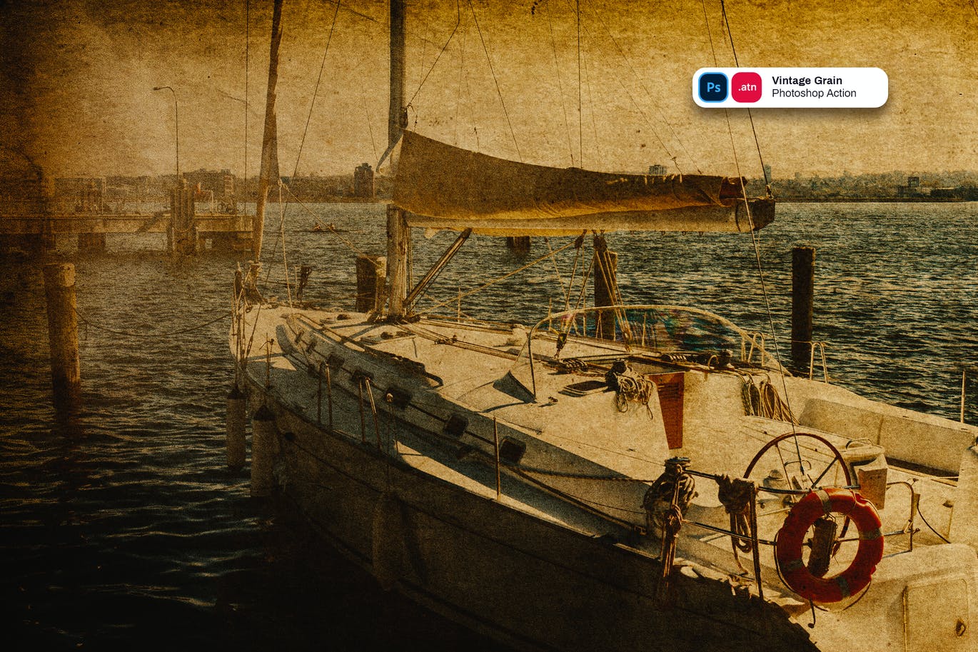 复古年代颗粒效果照片处理PS动作 Vintage Grain Photoshop Action 插件预设 sucaiwan.com