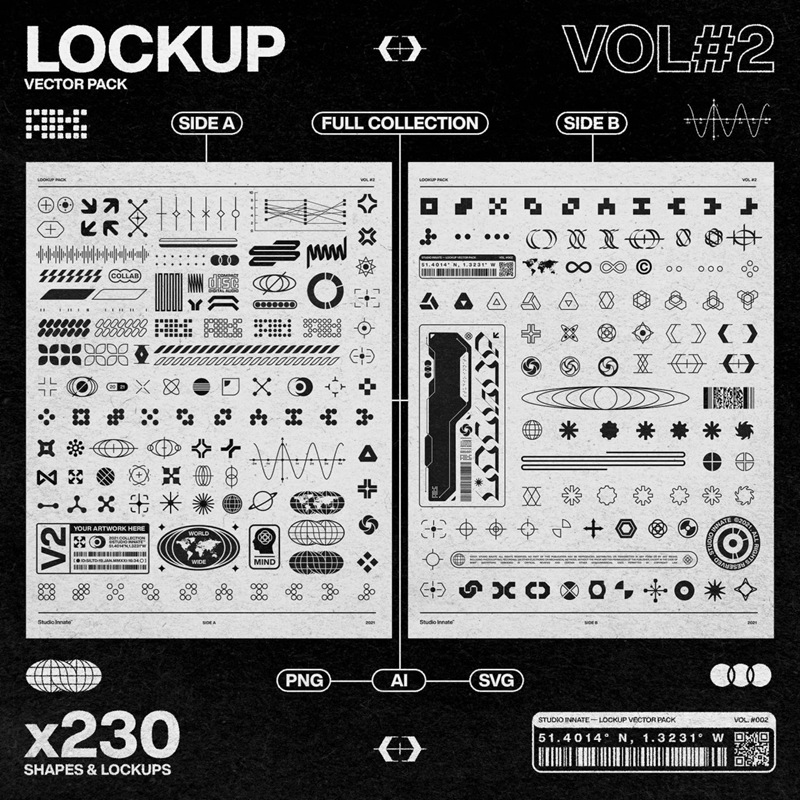 230+款时尚潮流赛博朋克艺术几何Logo图形AI矢量设计素材 Studio Innate – Lockup Vector Pack Vol.2 图片素材 sucaiwan.com