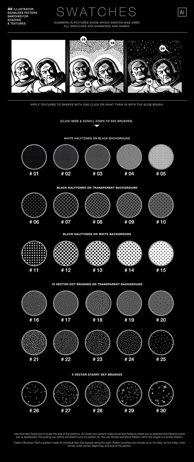 科幻漫画宇宙元素AI笔刷套装 笔刷资源 sucaiwan.com