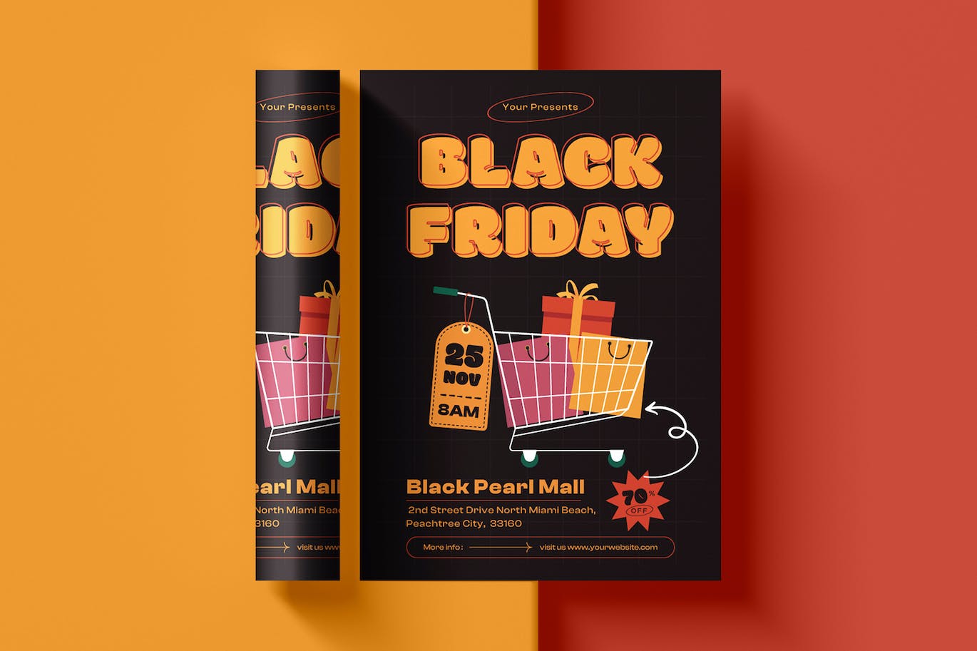 黑色星期五购物宣传单设计 Black Friday Flyer Template 设计素材 sucaiwan.com