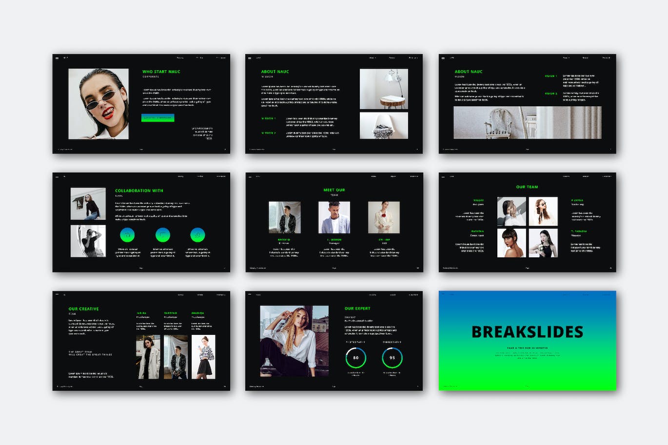 深色渐变PPT演示幻灯片模板 Nauc Powerpoint Presentation Template 幻灯图表 sucaiwan.com