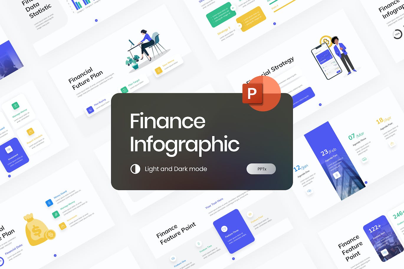财务信息图表PPT模板 Finance Infographic PowerPoint Template 幻灯图表 sucaiwan.com