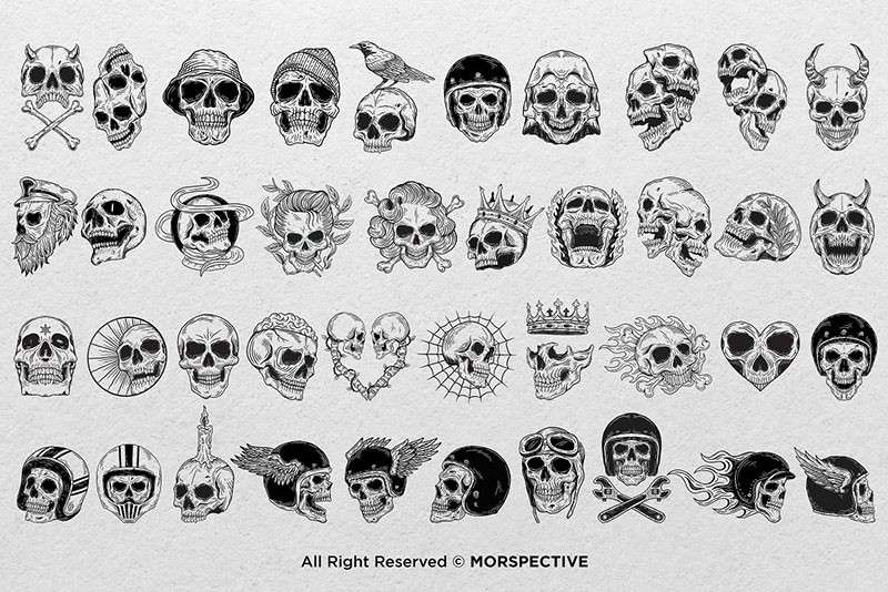 街头潮流骷髅头图案Procreate笔刷 笔刷资源 sucaiwan.com