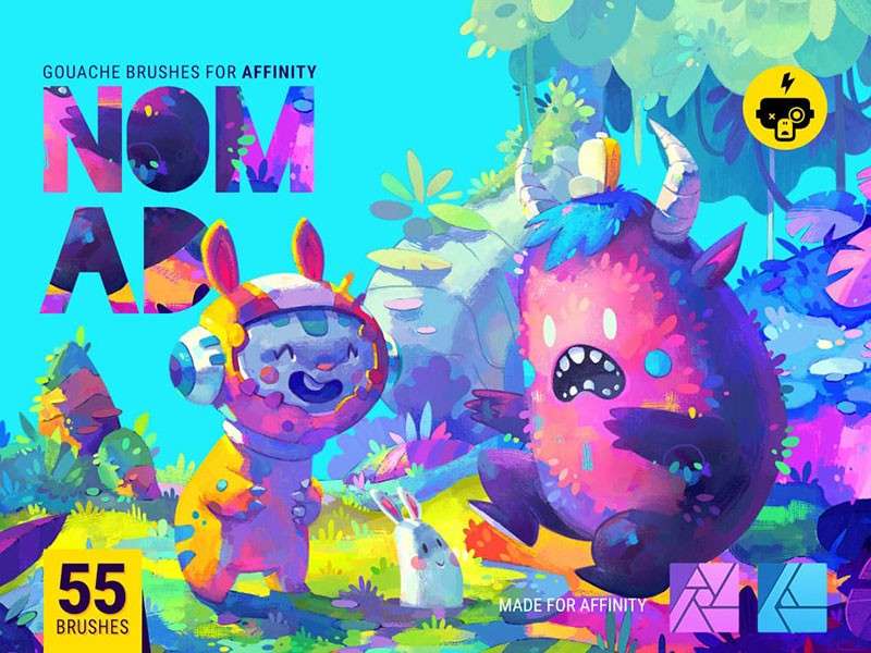 55个儿童插画肌理效果Affinity笔刷 笔刷资源 sucaiwan.com