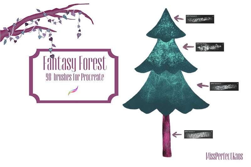 98个独特的阴影纹理Procreate笔刷 笔刷资源 sucaiwan.com