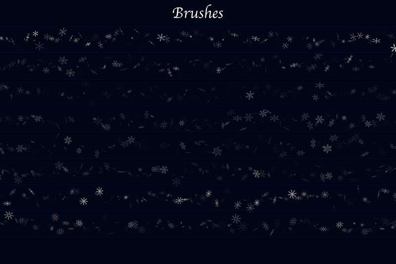 Photoshop雪花冰花笔刷和图案套装 笔刷资源 sucaiwan.com