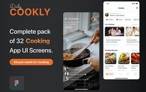 现代完整的烹饪教学应用UI套件 Modern Complete Cooking Receipt App UI Kit