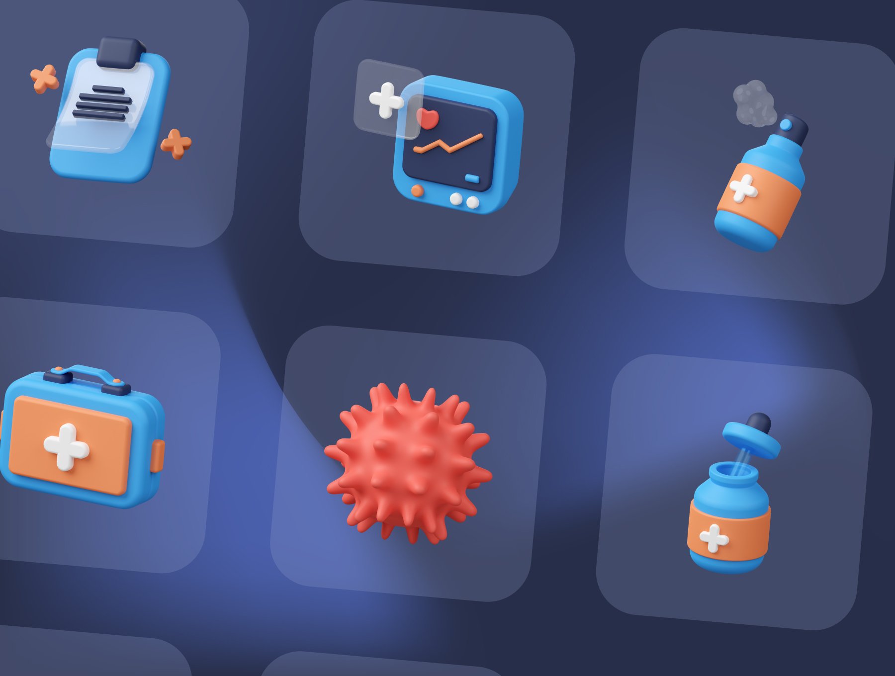 医院诊所机构药店药物药箱医疗主题3D插画图标素材合辑 Medical 3D Illustration set 图标素材 sucaiwan.com