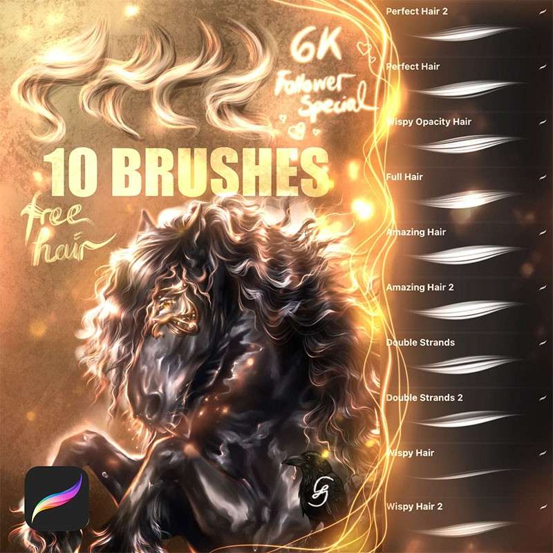 10个自然毛发Procreate笔刷 笔刷资源 sucaiwan.com