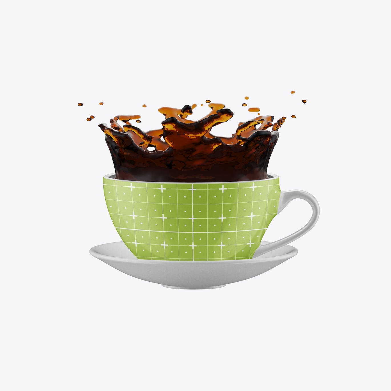 托盘咖啡杯品牌设计样机 Colorfull Coffee Cup with Splash Mockup 样机素材 sucaiwan.com