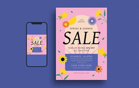 春季促销活动传单素材 Spring Sale Event Flyer Set