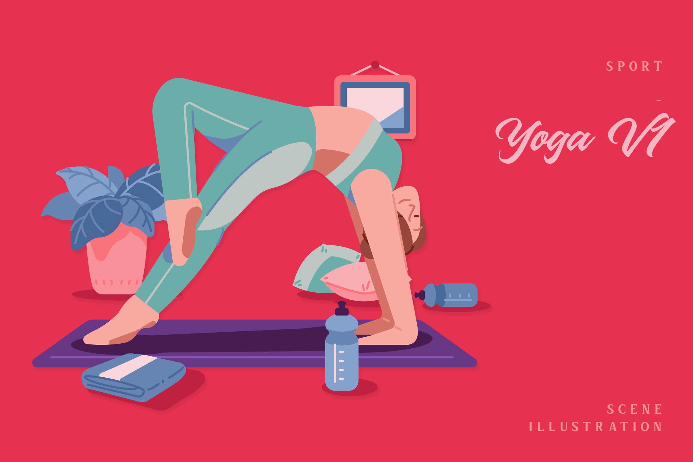 瑜伽运动场景插画v1 Sport – Yoga V1 Scene Illustration 图片素材 sucaiwan.com