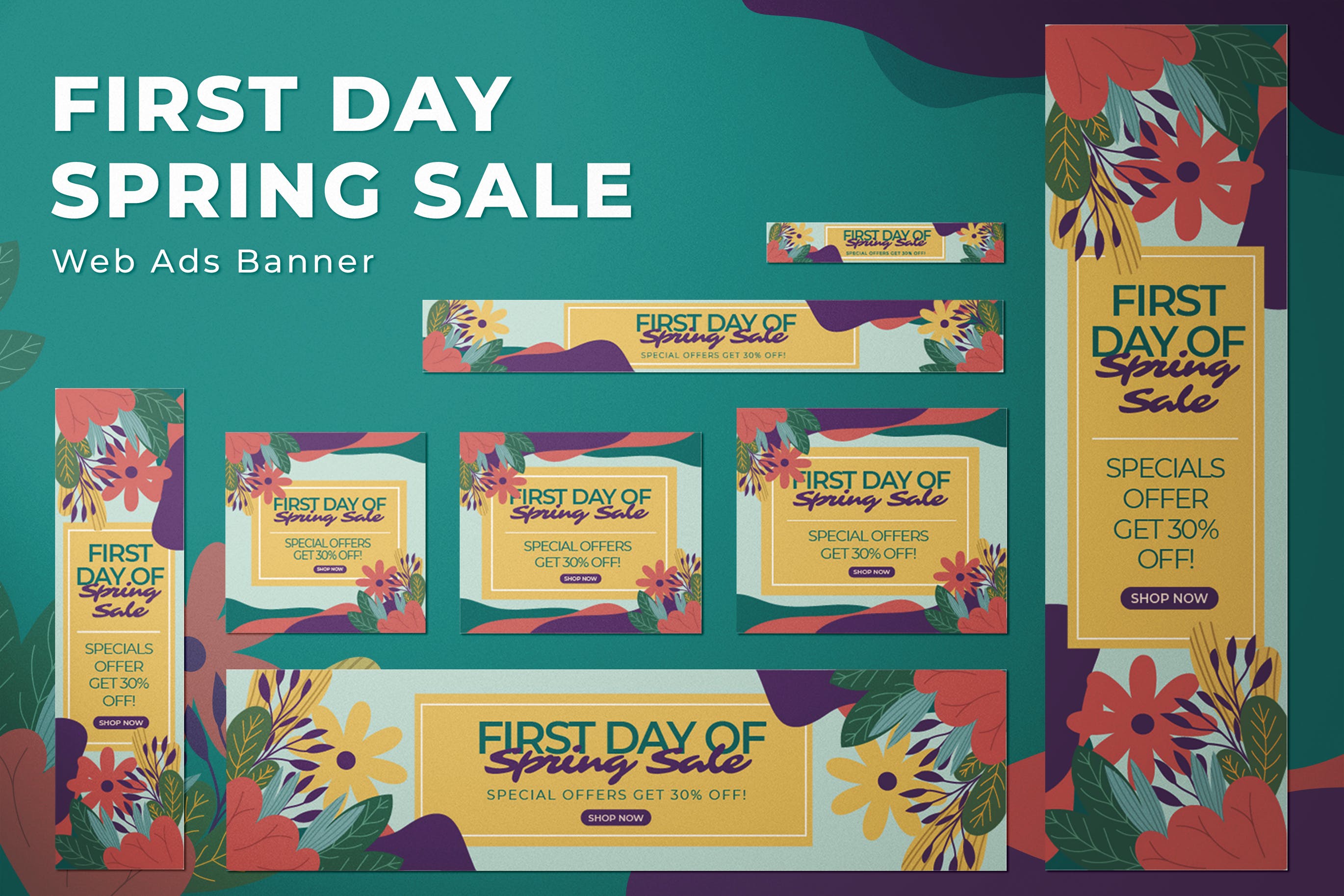 春季促销Web广告Banner模板套件 First Day of Spring Sale – Web Ads Banners 设计素材 第1张-素材湾丨精选海外优质设计素材资源 春季促销Web广告Banner模板套件 First Day of Spring Sale – Web Ads Banners 设计素材 sucaiwan.com