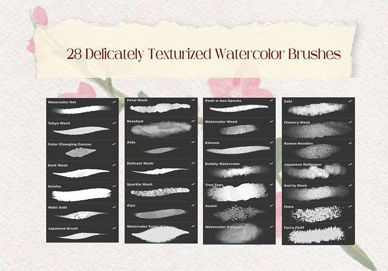 日式水彩画Procreate笔刷 笔刷资源 sucaiwan.com